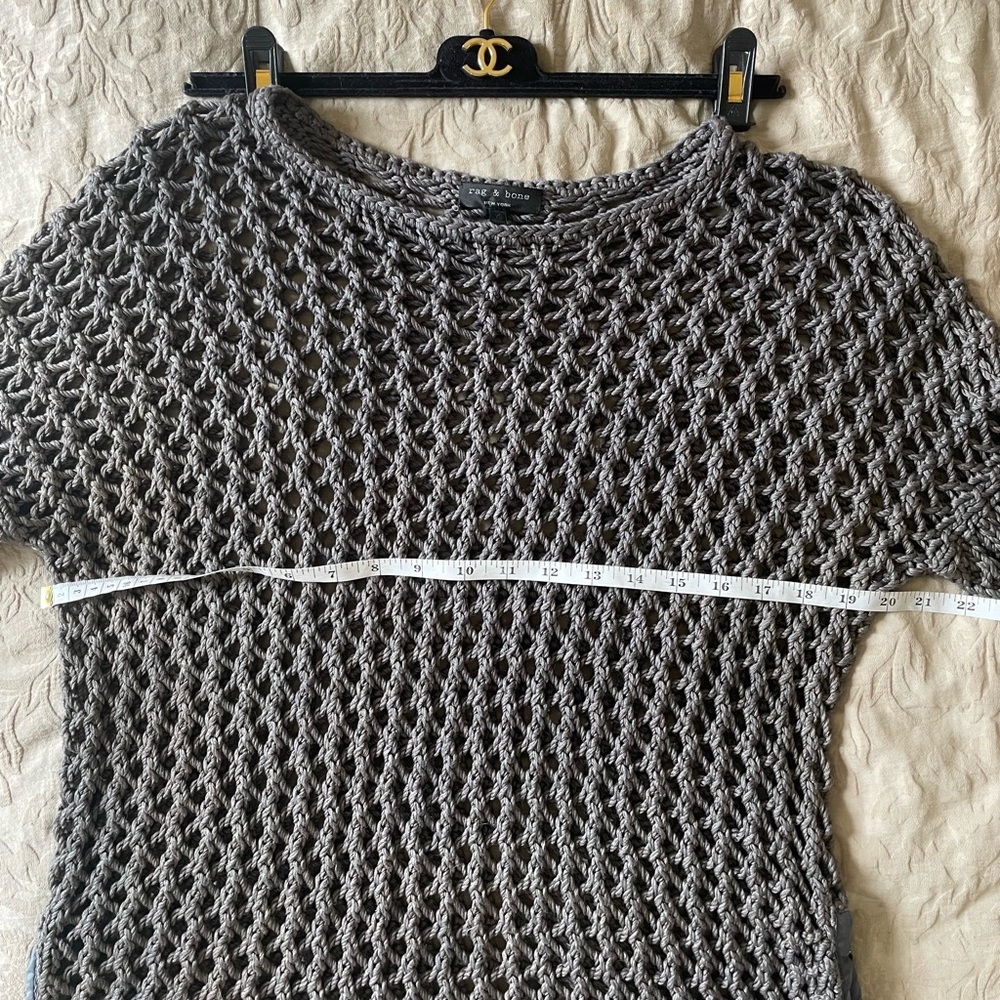 Rag & Bone Thick Dark Gray Open-Knit Cotton Silk Sweater Shirt XS - Picture 3 of 11
